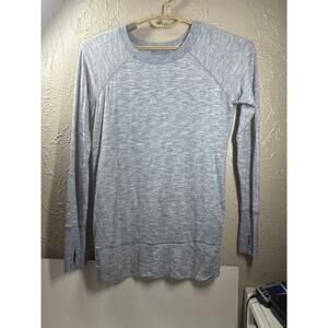 Athleta Long Sleeve Top Heathered Blue Gray Thumb Holes Womens Size Small